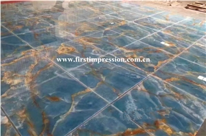 Luxury High Quality & Best Price Blue Onyx Slabs & Tiles/New Polished Blue Onyx Floor Covering Tiles/Beautiful Blue Onyx Big Slabs