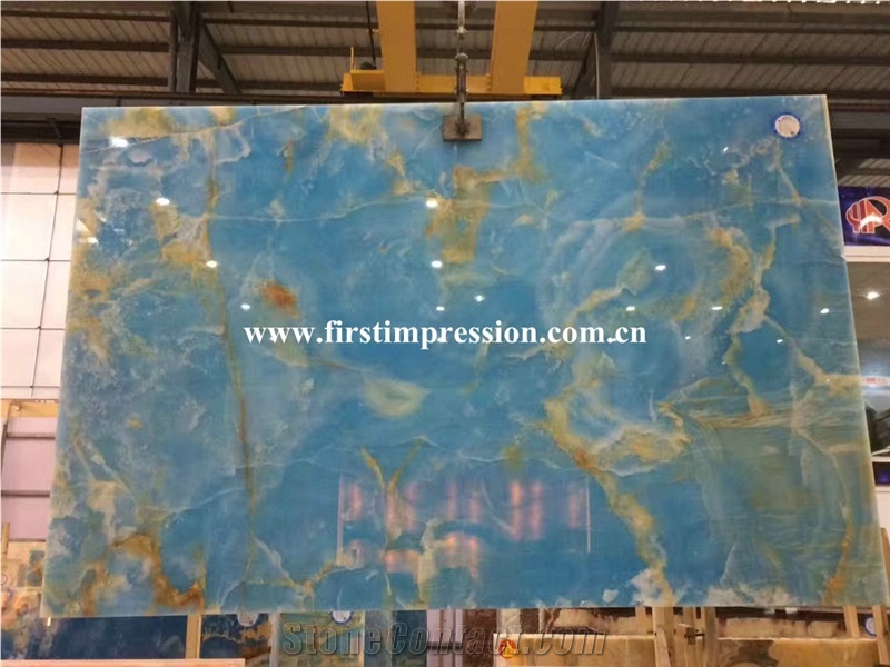 Luxury High Quality & Best Price Blue Onyx Slabs & Tiles/New Polished Blue Onyx Floor Covering Tiles/Beautiful Blue Onyx Big Slabs