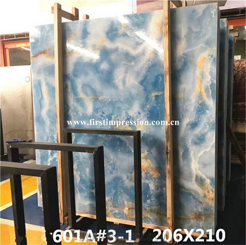 Luxury High Quality & Best Price Blue Onyx Slabs & Tiles/New Polished Blue Onyx Floor Covering Tiles/Beautiful Blue Onyx Big Slabs