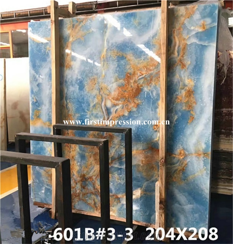 Luxury High Quality & Best Price Blue Onyx Slabs & Tiles/New Polished Blue Onyx Floor Covering Tiles/Beautiful Blue Onyx Big Slabs