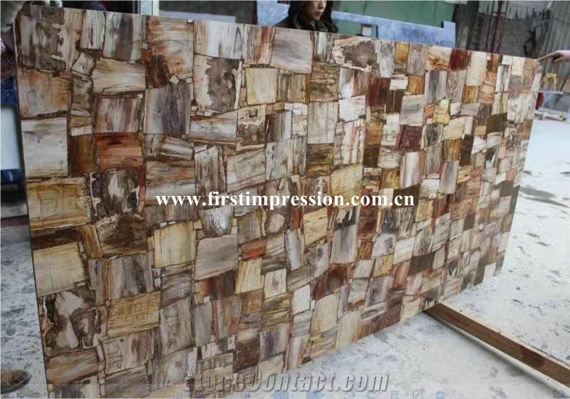 New Polished Brown Petrified Wood(Round Wood)/Semiprecious Stone Slab&Customized/Semi Precious Stone Slab for Wall Cladding&Flooring/Semi-Precious Stone Panel/Interior Decoration Gemstone Slabs