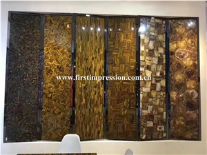 New Polished Brown Petrified Wood(Round Wood)/Semiprecious Stone Slab&Customized/Semi Precious Stone Slab for Wall Cladding&Flooring/Semi-Precious Stone Panel/Interior Decoration Gemstone Slabs
