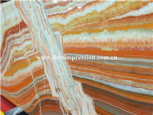 New Polished Rainbow Onyx Slabs & Tiles/Multicolor Polished Onyx/Honey Onyx/Wholesale Low Price High Quality Turkish Rainbow Onyx Slabs&Tiles for Interior Wall and Background Decoration