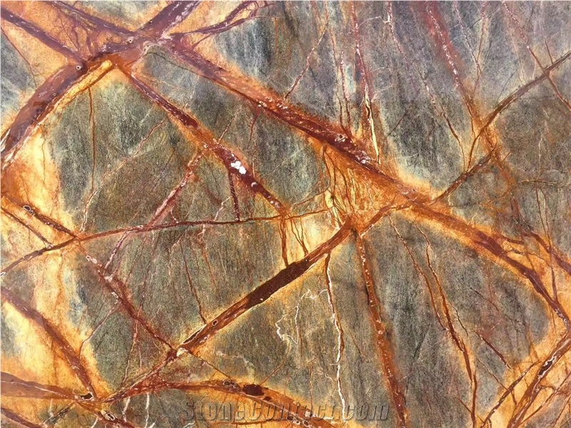 New Rain Forest Gold Marble Slabs/Wall & Floor Covering/Skirting/Rain Forest Gold/Tropical Rain Forest Gold,Bidasar/Bidaser Brown/Rainforest Gold/Bosque Brown/India Yellow Marble Big Slab