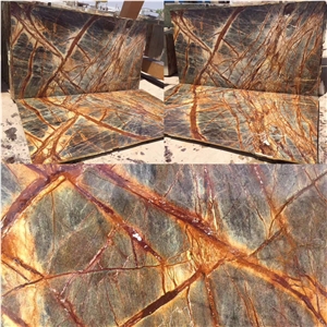 New Rain Forest Gold Marble Slabs/Wall & Floor Covering/Skirting/Rain Forest Gold/Tropical Rain Forest Gold,Bidasar/Bidaser Brown/Rainforest Gold/Bosque Brown/India Yellow Marble Big Slab