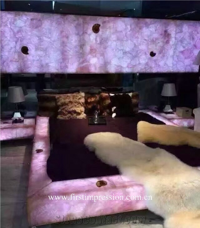 Pink Crystal Gemstone Home Decoration /Pink Crystal Interior Design/Crystal Pink Gemstone Wall Tiles