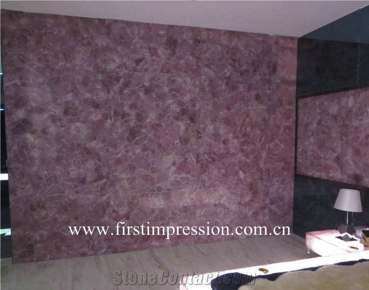 Pink Crystal Gemstone Home Decoration /Pink Crystal Interior Design/Crystal Pink Gemstone Wall Tiles