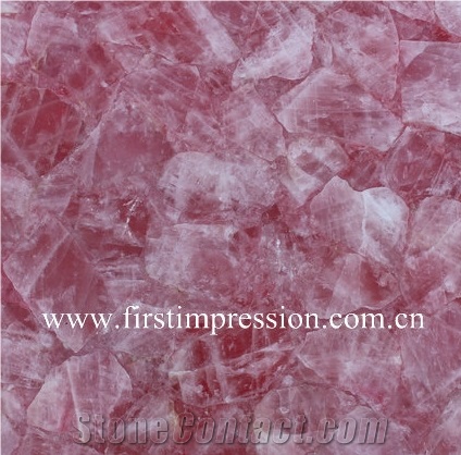 Pink Crystal Semi Precious Stone Panels /Crystal Pink Gemstone Slabs/Pink Precious Stone Wall Panel/Backlit Pink Crystal for Home Decoration/Pink Crystal Wall Tiles