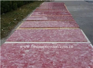Pink Crystal Semi Precious Stone Panels /Crystal Pink Gemstone Slabs/Pink Precious Stone Wall Panel/Backlit Pink Crystal for Home Decoration/Pink Crystal Wall Tiles
