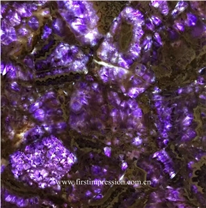 Purple Crystal Gemstone Bathroom Design ,Amethyst Semiprecious Backlit,Lilac Semi Precious Stone Wall Panel & Tiles,Violet Precious Stone Bathroom Ideas,Purple Crystal Tathroom Flooring