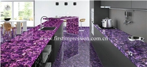 Purple Crystal Gemstone Bathroom Design ,Amethyst Semiprecious Backlit,Lilac Semi Precious Stone Wall Panel & Tiles,Violet Precious Stone Bathroom Ideas,Purple Crystal Tathroom Flooring