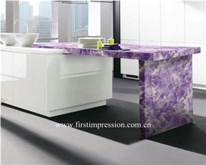 Purple Crystal Gemstone Bathroom Design ,Amethyst Semiprecious Backlit,Lilac Semi Precious Stone Wall Panel & Tiles,Violet Precious Stone Bathroom Ideas,Purple Crystal Tathroom Flooring