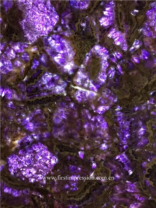 Purple Crystal Kitchen Bar Top Backlit, Lilac Crystal Semiprecious Stone Kitchen Worktops ,Violet Semi Precious Countertops,Purple Crystal Gemstone Countertops