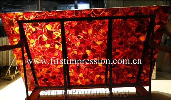 Red Agate Slab Backlit /Red Agate Gemstone Slab and Tiles /Red Agate Countertop/Red Agate