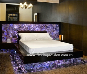 Violet Semi Precious Home Decoration ,Purple Crystal Interior Design , Lilac Crystal Semiprecious Stone,Purple Crystal Gemstone Wall Panels and Tiles