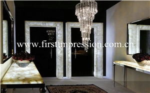 White Crystal Gemstone Slab Backlit /Luxury White Crystal Semi-Precious Stone Slab/White Semi Precious Stone Slab for Wall Panels/Precious Stone Panel/White Crystal Stone for Home Decoration
