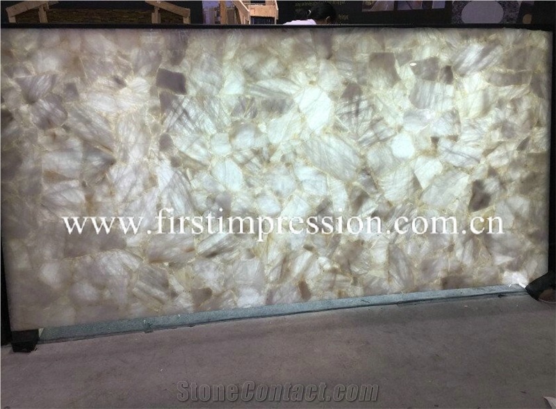 White Crystal Gemstone Slab Backlit/White Gemstone for Wall Panles/ White Luxury Gemstone /White Semi Precious Stone Tiles & Slab /Crystal White Slab /Crystal White Countertop