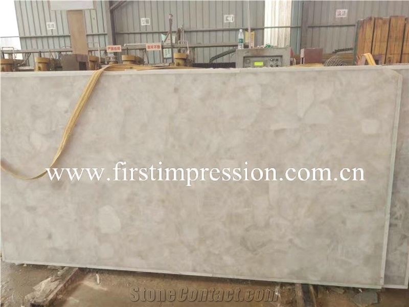 White Crystal Gemstone Slab Backlit/White Gemstone for Wall Panles/ White Luxury Gemstone /White Semi Precious Stone Tiles & Slab /Crystal White Slab /Crystal White Countertop