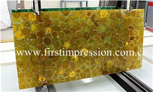 Yellow Agate Slab / Yellow Agate for Hotel&Villa Project Design/ Yellow Agate Gemstone Flooring and Walling Tiles /Luxury on Sale Yellow Agate Semiprecious Stone Slabs/Semi Precious Stone