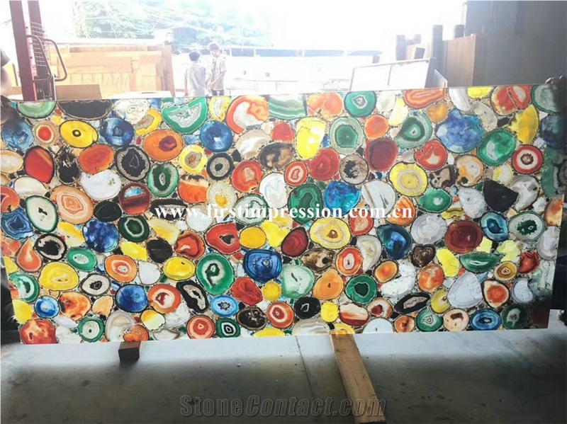 Yellow Agate Slabs & Tiles/Hot Sale Semiprecious Stone/Colorful Agate/Best Price & High Quality Agate Big Slabs
