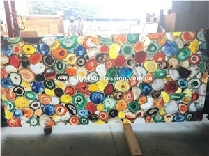 Yellow Agate Slabs & Tiles/Hot Sale Semiprecious Stone/Colorful Agate/Best Price & High Quality Agate Big Slabs