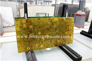 Yellow Agate Wall Panel / Yellow Agate for Hotel&Villa Project Design/ Yellow Agate Gemstone Flooring and Walling Tiles /Luxury on Sale Yellow Agate Semiprecious Stone Slabs/Yellow Agate Countertop