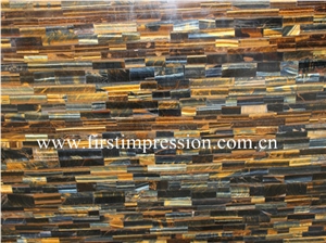 Yellow and Blue Tiger Eye Precious Stone Slabs/Mixed Color Semi Precious Stone Panels/Multicolor Gemstone Slabs/Yellow Tiger Eye Interior Decoration/Blue &Yellow Tiger Eye Gemstone Slabs and Tiles