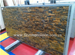 Yellow and Blue Tiger Eye Slabs/Mixed Color Semi Precious Stone Panels/Multicolor Gemstone Slabs/Yellow Tiger Eye Interior Decoration/Blue Tiger Eye Semiprecious Stone Slabs