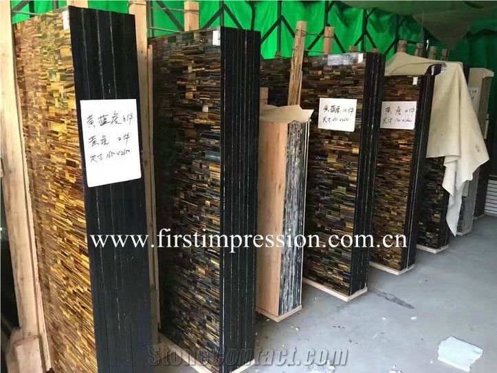 Yellow and Blue Tiger Eye Slabs/Mixed Color Semi Precious Stone Panels/Multicolor Gemstone Slabs/Yellow Tiger Eye Interior Decoration/Blue Tiger Eye Semiprecious Stone Slabs