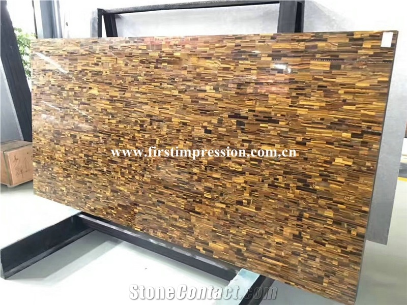 Yellow Tiger Eyes Slabs/High Qualtiy & Best Price Semiprecious Stone Slab&Customized/Semi Precious Stone Slab for Wall Cladding&Flooring/Semi-Precious Stone Panel/Interior Decoration Gemstone Slabs