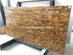 Yellow Tiger Eyes Slabs/High Qualtiy & Best Price Semiprecious Stone Slab&Customized/Semi Precious Stone Slab for Wall Cladding&Flooring/Semi-Precious Stone Panel/Interior Decoration Gemstone Slabs