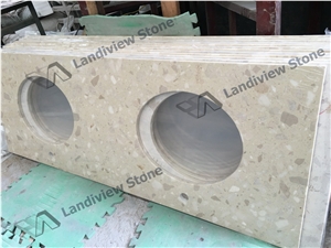 Beige Terrazzo Vanity Tops, Terrazzo Tiles, Artificial Stone Vanity Tops