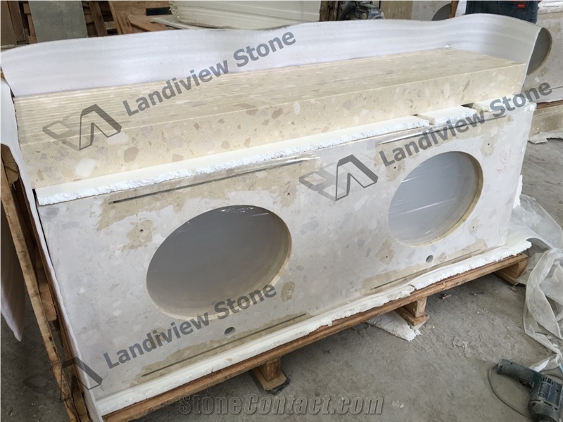 Beige Terrazzo Vanity Tops, Terrazzo Tiles, Artificial Stone Vanity Tops
