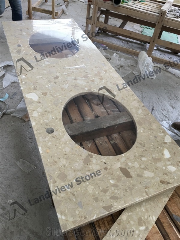 Beige Terrazzo Vanity Tops, Terrazzo Tiles, Artificial Stone Vanity Tops