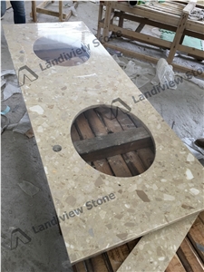 Beige Terrazzo Vanity Tops, Terrazzo Tiles, Artificial Stone Vanity Tops