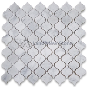 Carrara Mini Lantern Shaped Mosaic, Carrara White Mosaic