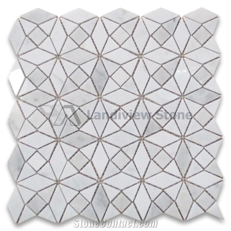 Carrara Mosaic, Kaleidoscope Pattern Carrara Mosaic, Kaleidoscope Pattern Diamond Mix Mosaic