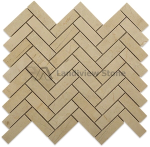 Herringbone Marble Mosaic, Herringbone Carrara Mosaic, Herringbone Cream Marfil Mosaic