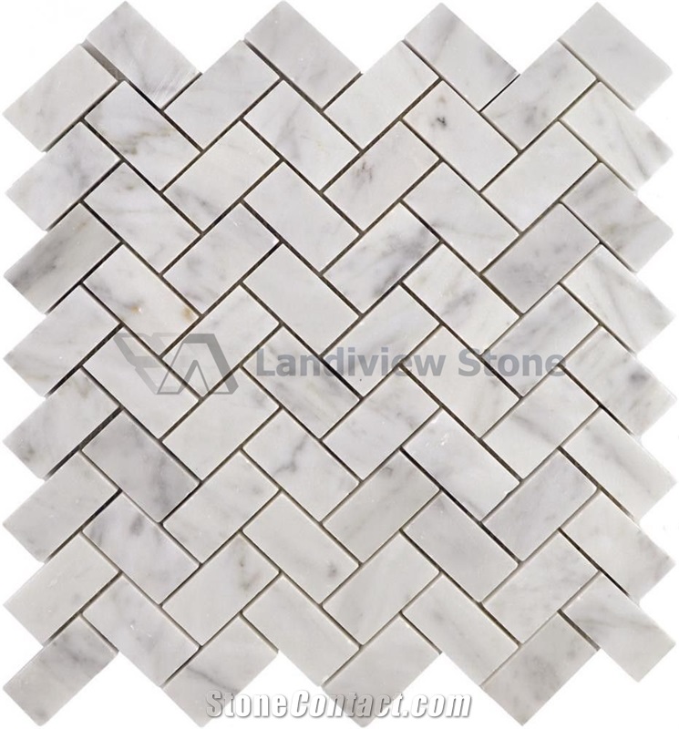 Herringbone Marble Mosaic, Herringbone Carrara Mosaic, Herringbone Cream Marfil Mosaic