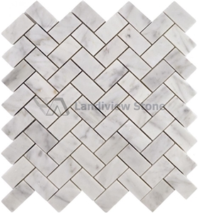 Herringbone Marble Mosaic, Herringbone Carrara Mosaic, Herringbone Cream Marfil Mosaic