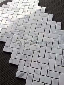 Herringbone Marble Mosaic, Herringbone Carrara Mosaic, Herringbone Cream Marfil Mosaic
