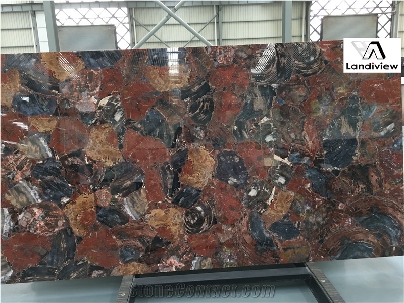 Multicolor Petrified Wood Slabs, Petrifield Wood, Semiprecious Stone Slabs