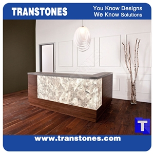Antique Artificial Honey Onyx Panel Tiles for Translucent Backlit Hotel Reception Countertop,Consulting Top,Solid Surface Manmade Engineered Stone Worktop,Bench Tops,Transtones Customized