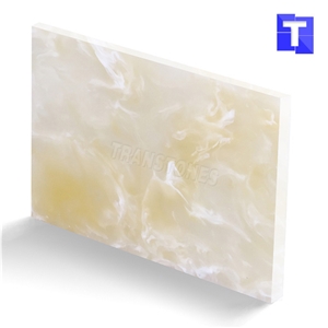 Artificial Golden White Marble Wall Panel Floor Tiles Solid Surface Glass Stone for Bar Tops,Reception Table Desk,Kitchen Counter Tops Design,Interior Engineered Alabaster Stone