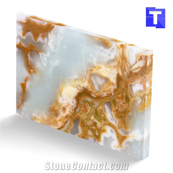 New Material Artificial Golden Sahara Onyx Wall Panel,Floor Tiles Solid Surface Beige Glass Stone for Bar Tops,Reception Table Desk,Hotel Counter Tops Design,Interior Engineered Stone