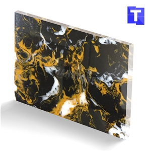 New Material Artificial Nero Portoro Gold Marble Sheet Wall Panel,Floor Tiles Translucent Backlit Slabs for Hotel Countertops,Solid Surface Glass Stone Professional Manufacture