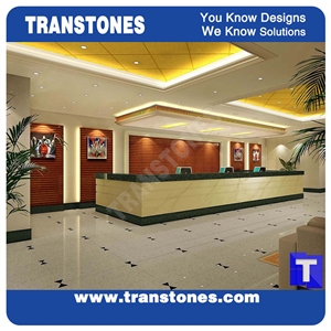 White Green Acrylic Aritificial Marble Stone T Shaped Office Work Tops,2 Seats Office Bench Reception Desk Table Design, Engineered Stone Counter Tops,Solid Surface Front Desk Stone Furniture
