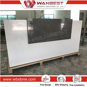 New Design White Lacquer Solid Surface Shape Reception Desk