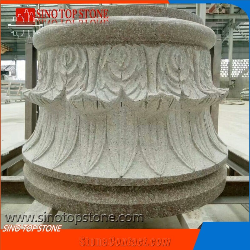 Granite Column Pillars Caps, Red Granite Architectural Columns, Pillars Column Caps