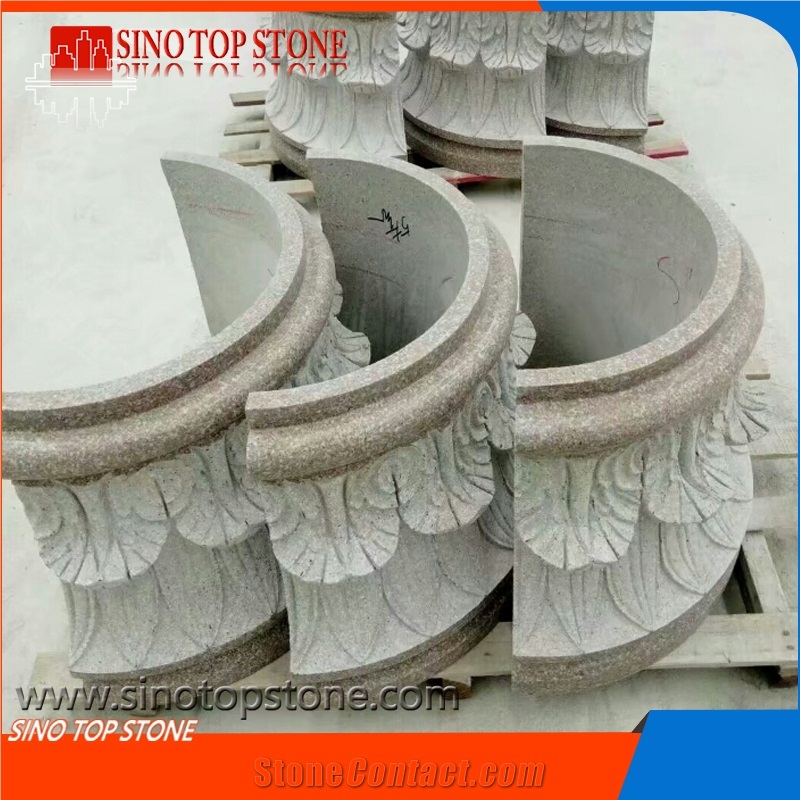 Granite Column Pillars Caps, Red Granite Architectural Columns, Pillars Column Caps